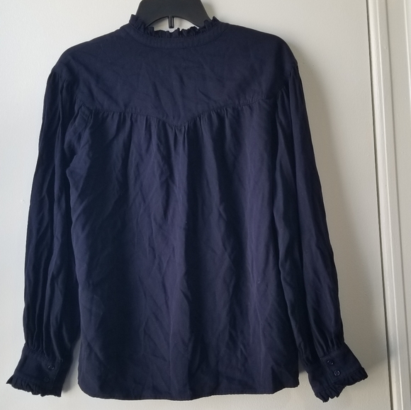 Sundays Andrea Long Sleeve Twill Top In Navy Size XS - Picture 6 of 13